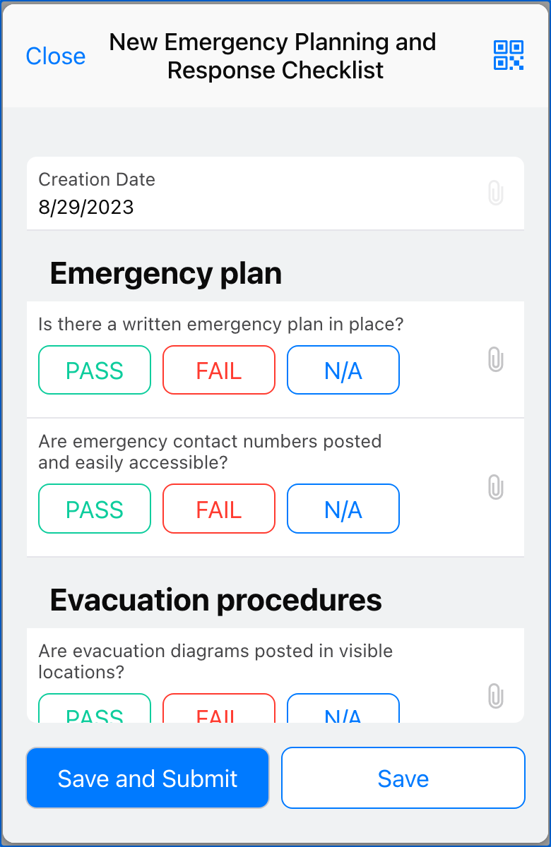 Image of a Emergency Planning and Response Checklist form